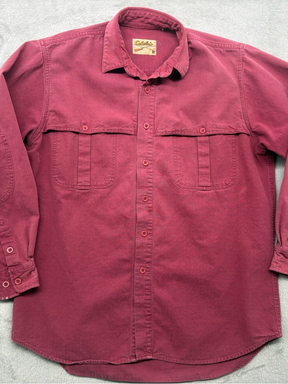 Vintage Cabela’s Button Up Rip Stop Elbow Pads Safari Shirt No Tag See Photos